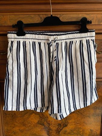 100% Leinen Shorts mit Streifen (blau weiss) Gr. L / 42