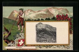 Splügen, Blick auf das Dorf, Alphornbl