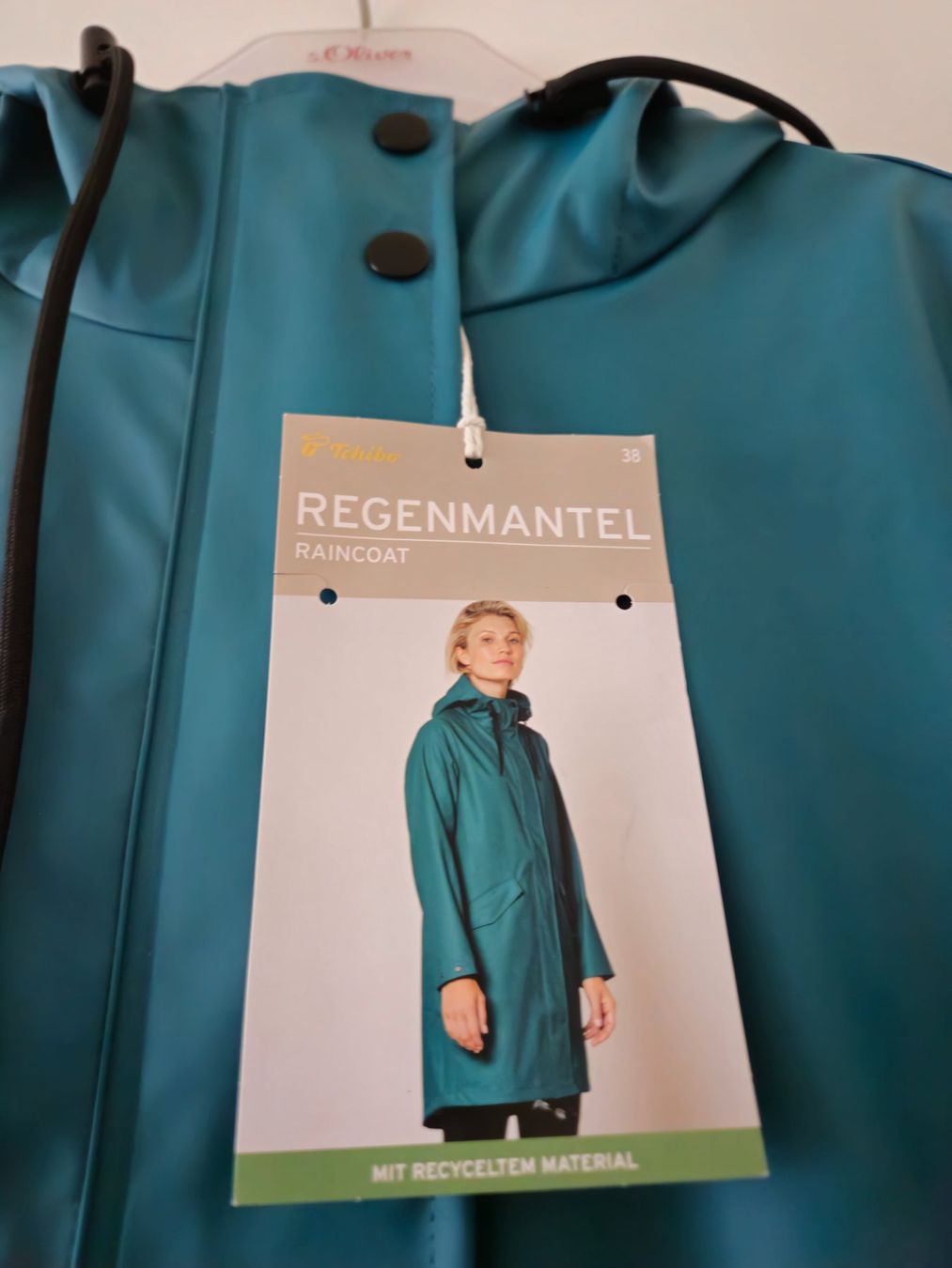 Tchibo Jacken: REGENMANTEL Tchibo, Grösse 38, Farbe 'petrol' – Neu (gemäss Beschreibung) aus Münchenstein von Lenzrose 1