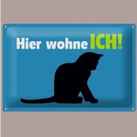 🔥 HIER WOHNE ICH Katzen Blechschild 🎀 20x30cm OVP 🔥