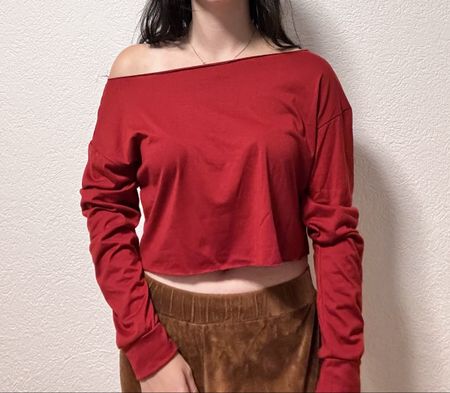 Crop Top Oberteil rot mit langen Ärmeln XS neu