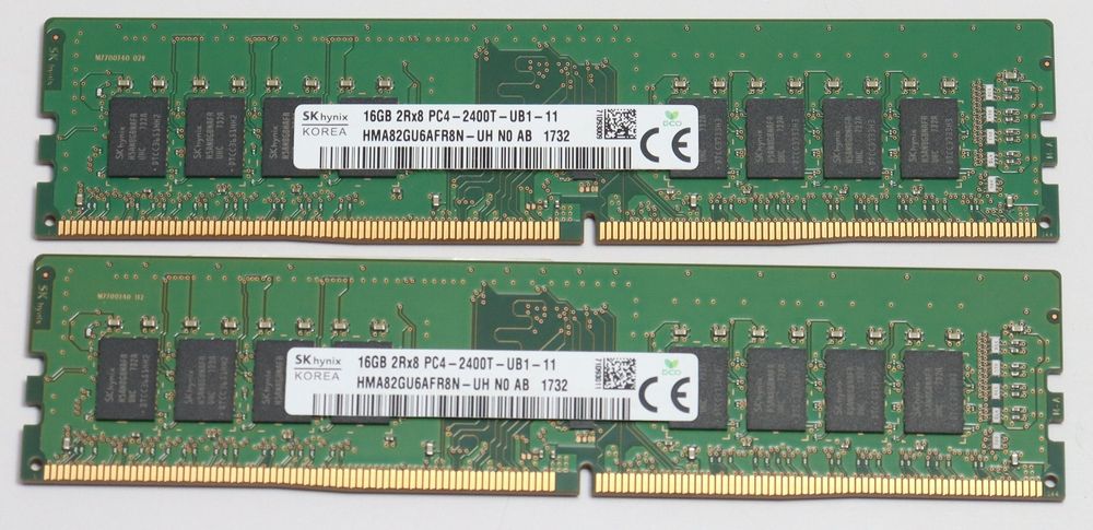 SK Hynix DDR4 32GB Kit 2x16GB 2400MHz 2Rx8 PC4-2400T-UB1-11 (Gebraucht ...