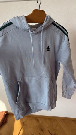Adidas Hoodie, Grösse S, hellblau mit Flecken, Top Winter
