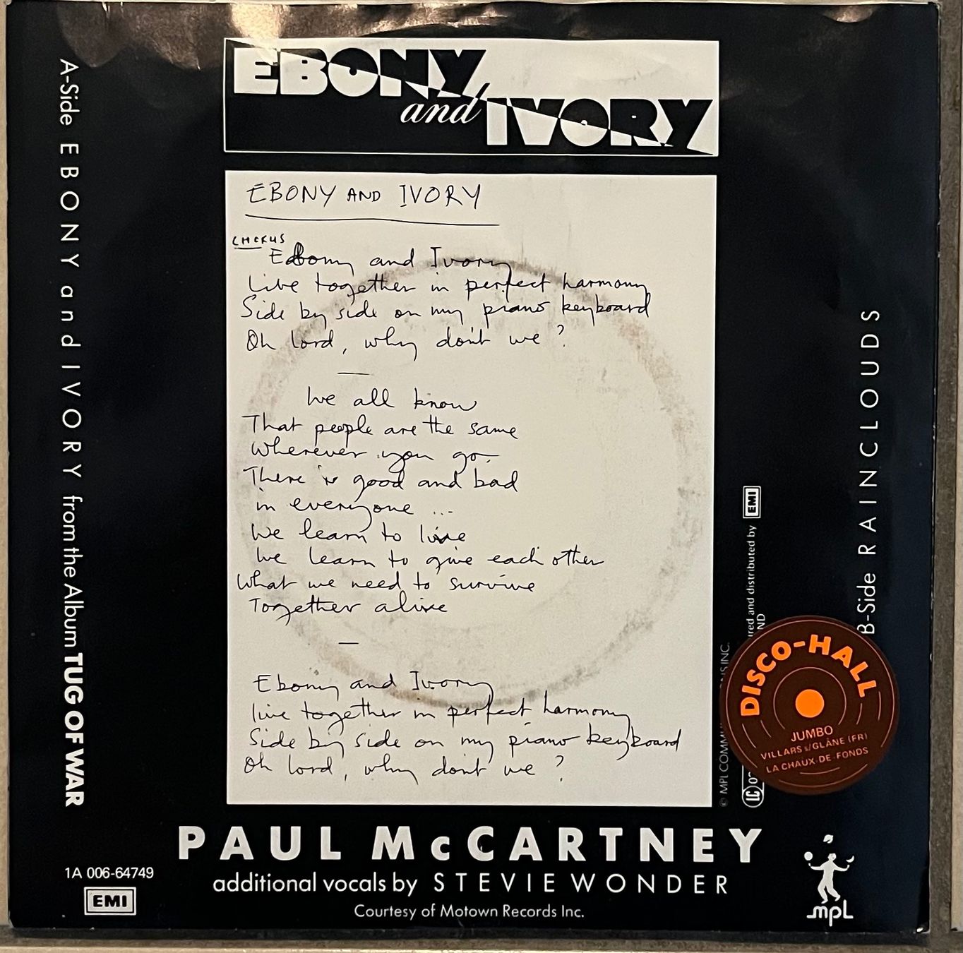 Dischi in vinile: PAUL McCARTNEY - EBONY AND IVORY – Usato da Bussigny venduto da vinyl-pas-cher 1