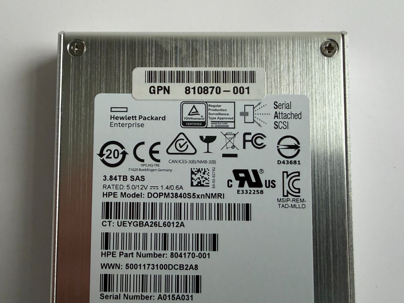 Hewlett Packard Dischi rigidi: Super Server SAS SSD 3.84TB – Usato da Huttwil venduto da Thoste 1