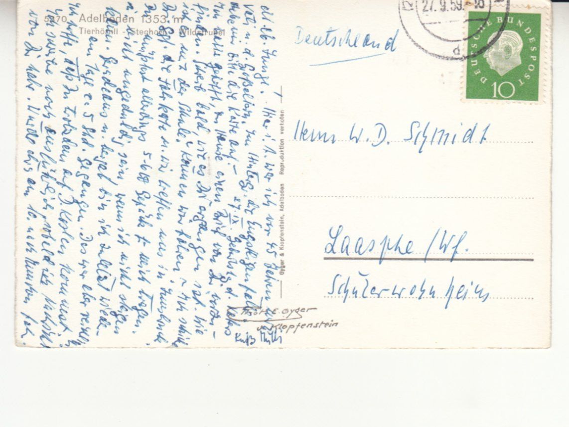 Cartes postales: Adelboden 1959 – D'occasion à Bürglen TG par StampGraf 1