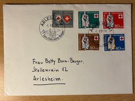 Pro Patria Satzbrief 1957 Nr. 81-85, 5 Briefe mit Pärchen