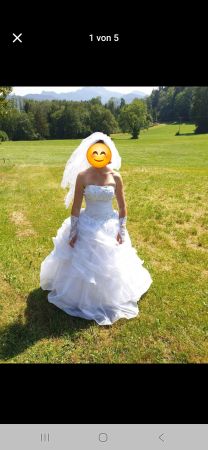Brautkleid, Hochzeitskleid Gr. S-L mit Bolero und Schleier