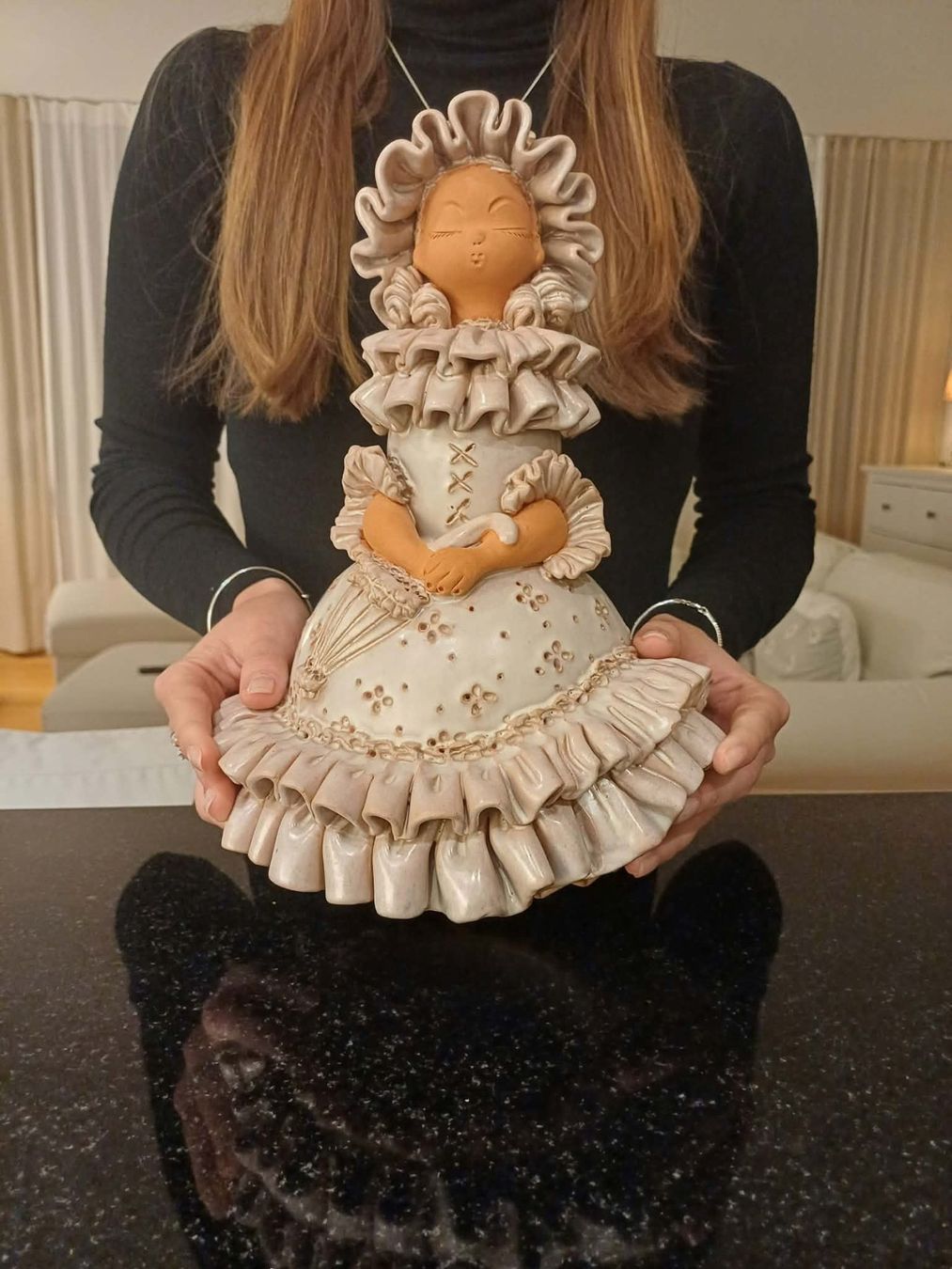 Statuette: Keramikfigur Dame mit Sonnenschirm – Usato da Wil SG venduto da Berg1-Bob