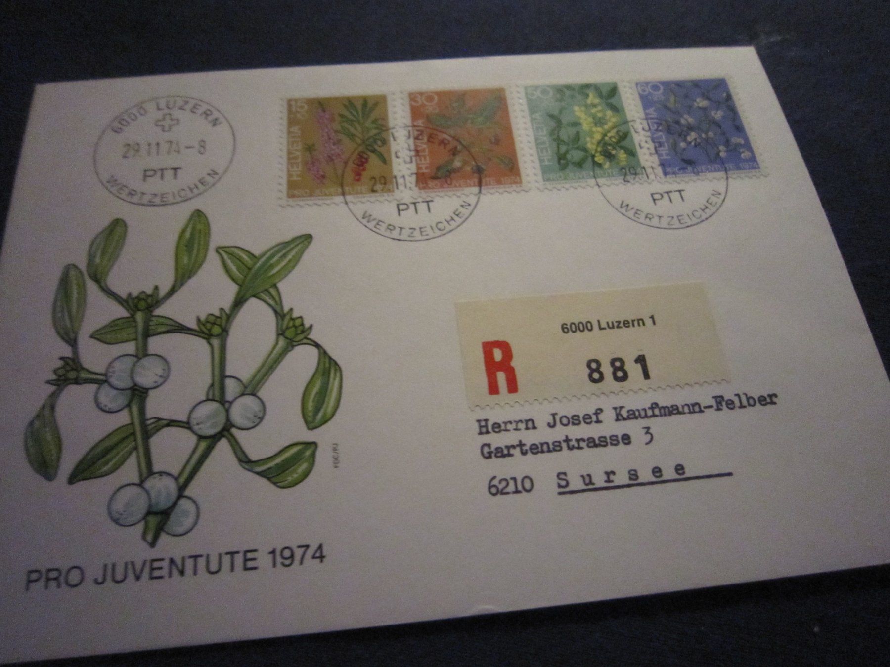 Alle Briefmarken: PJ 1974 FDC und weitere Briefe – Gebraucht aus Gordola von Polentaefung 7