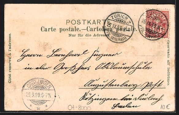 Cartoline postali: Litho Zürich, Panoramablick mit Kirche  – Usato da Berlin venduto da bartko-reher 1