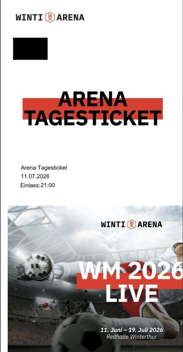 Billets: 1 Ticket Winti Arena 11.07.2026 – Neuf avec emballage d'origine à Winterthur par Cr.winterthur2018
