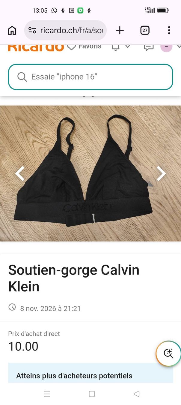 Calvin Klein Altra biancheria intima: Soutien gorge calvin Klein – Usato da Bernex venduto da -dyo-