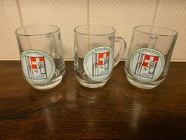 3 Bierkrug / Glaskurg von Wasserfahrverein Horburg Basel