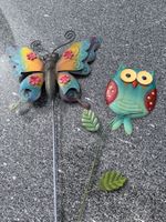 Gartenstecker Schmetterling Eule Metall gebraucht