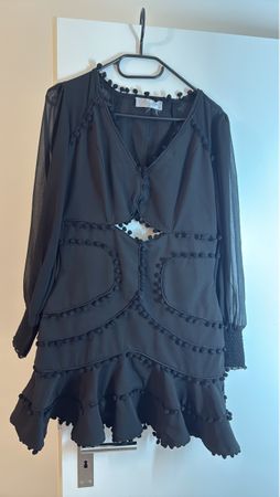 Zimmermann black dress with Pom-Pom Detail - Size S