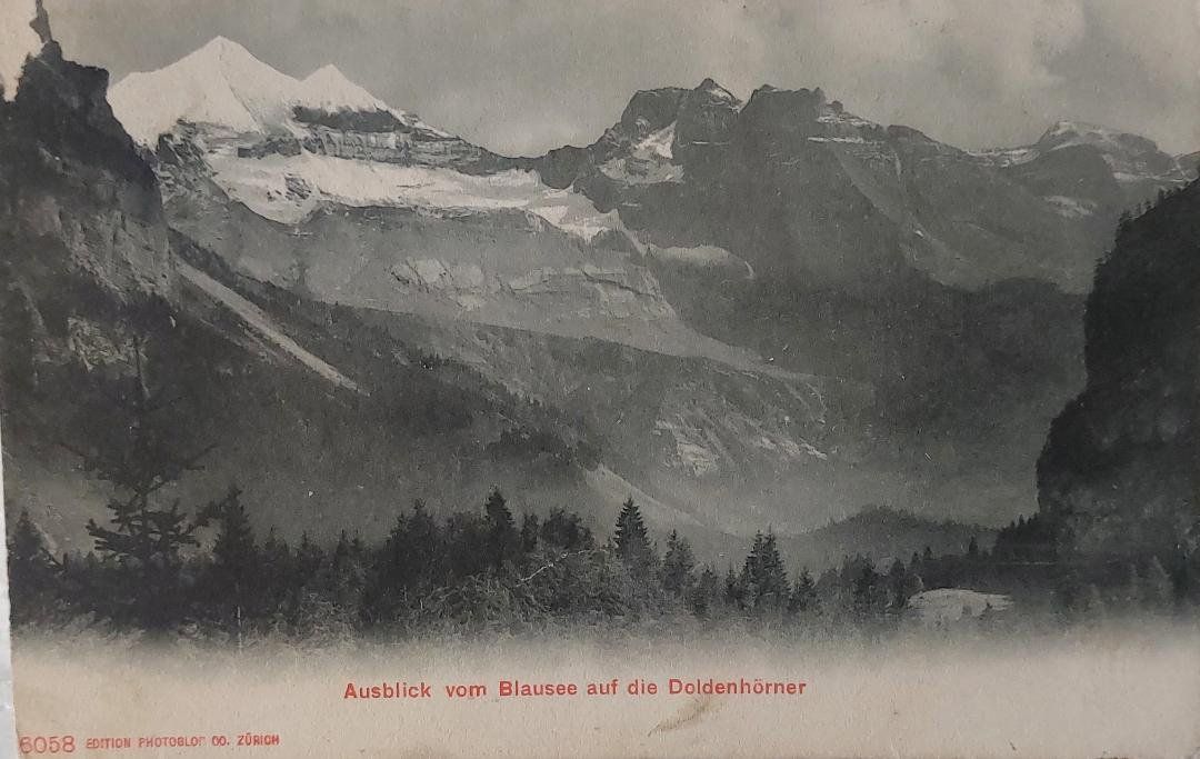 Cartoline postali: DOLDENHÖRNER  Ausblick vom Blausee - 1906 – Usato da Delémont venduto da Domdom1