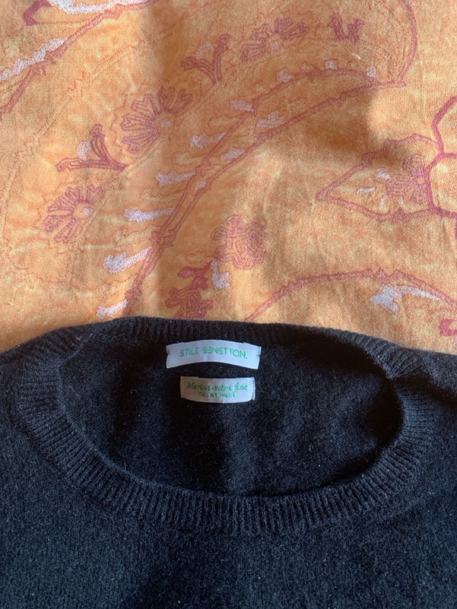 Benetton Pullover & Sweatshirts: Pull Col Rond Noir M en Mérino  – Gebraucht aus Finhaut von dod 1