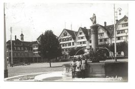 Gais (AR) Dorfbrunnen - Gasthof Krone - Foto-AK - 1925