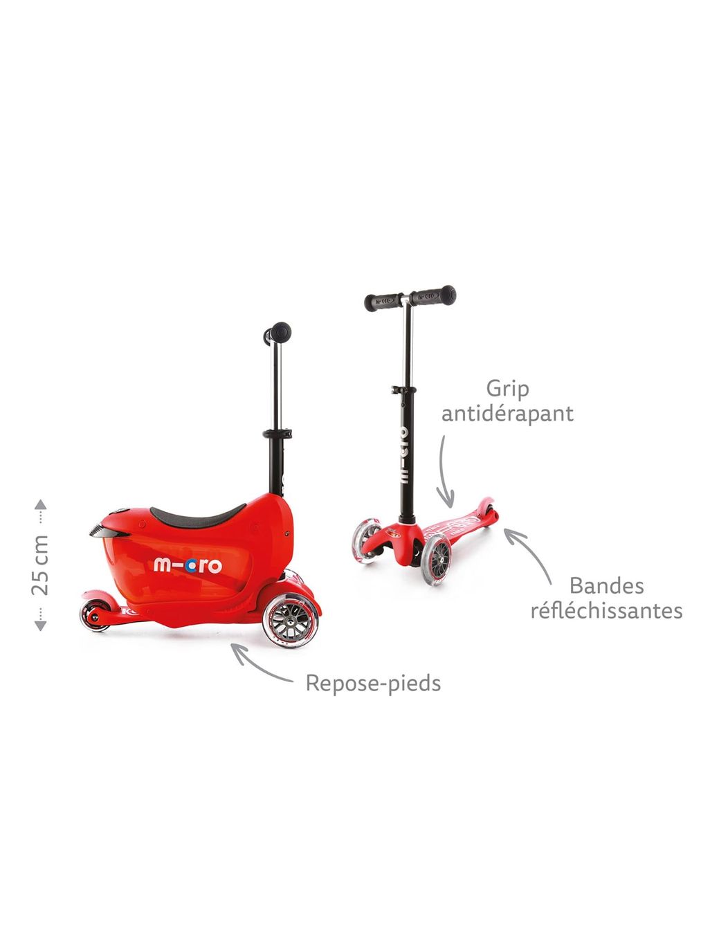 Micro Mini2Go Scooter with Seat and Storage Red - Used (D'occasion) à ...