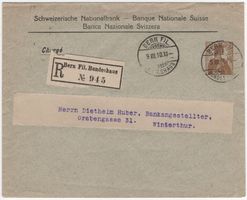 12 Rp. Helvetia Privatganzsache als rare Chargé-Drucksache