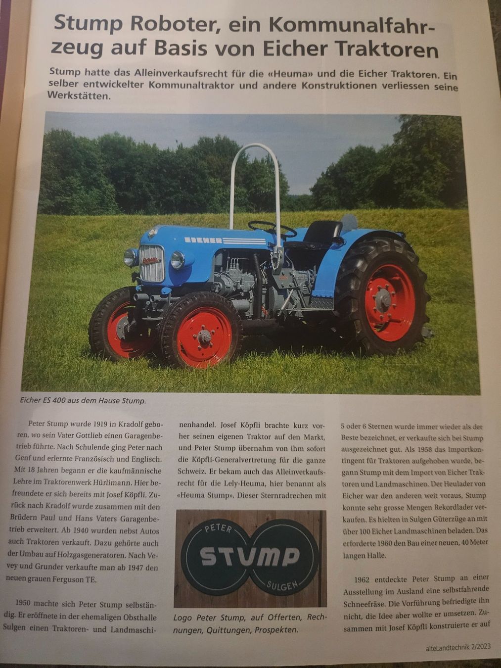 Trattori: Alte Landtechnik /23 Eicher ES 400 Boudry Stump Schneider xb – Usato da Flawil venduto da sr1_f6st 2