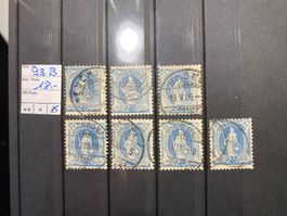 7x Stehende Helvetia / Znr: 93B / gestempelt / SBK 126.-