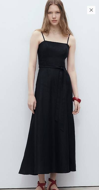 Vestiti: Leinenkleid mit Schleife in schwarz – Usato da St. Gallen venduto da bli_5hp8 2