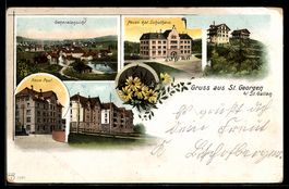 Lithographie St. Georgen, Generalansicht, Neue Post, Neues k