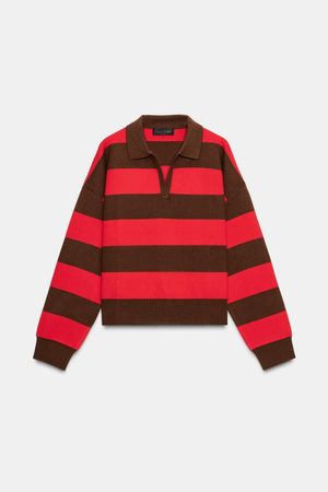 Zara Poloshirt, Grösse S, Rot/Braun gestreift