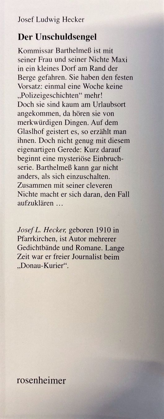 Libri: Hecker Josef L., Der Unschuldsengel – Nuovo (secondo la descrizione) da Sarnen venduto da Livres 2