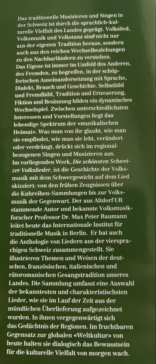 Libri: DIE SCHÖNSTEN SCHWEIZER VOLKSLIEDER – MAX PETER BAUMANN TOP – Nuovo (secondo la descrizione) da Oberhofen Thun'see venduto da SwissTreasure 1