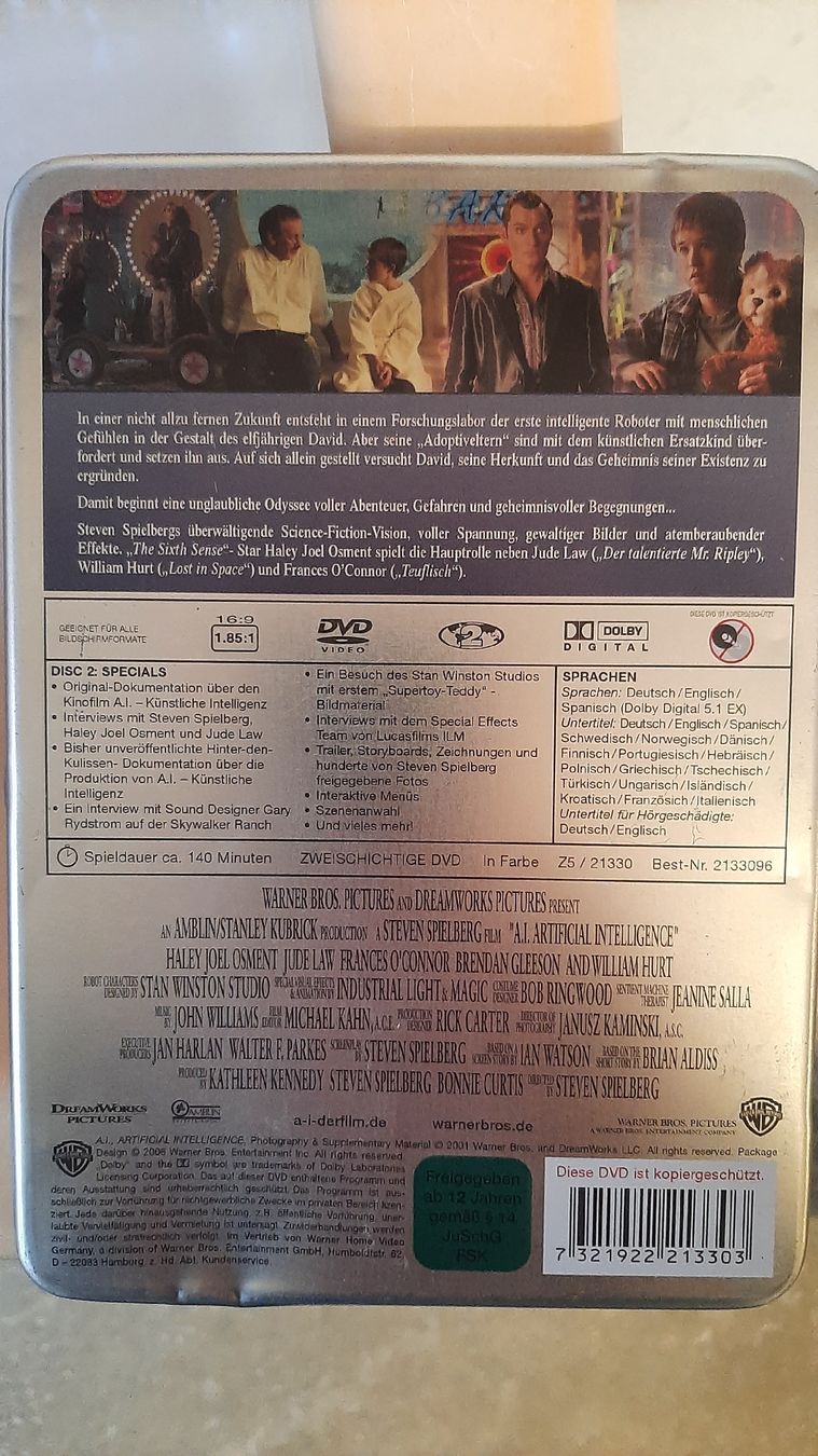 Tutti i DVDs: A.I. Künstliche Intelligenz DVD Limited Edition 2-Disc – Usato da Steffisburg venduto da Globas 1