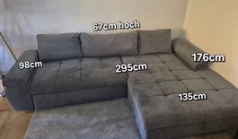 Graues Sofa mit Bettfunktion & Stauraum  Top Zustand