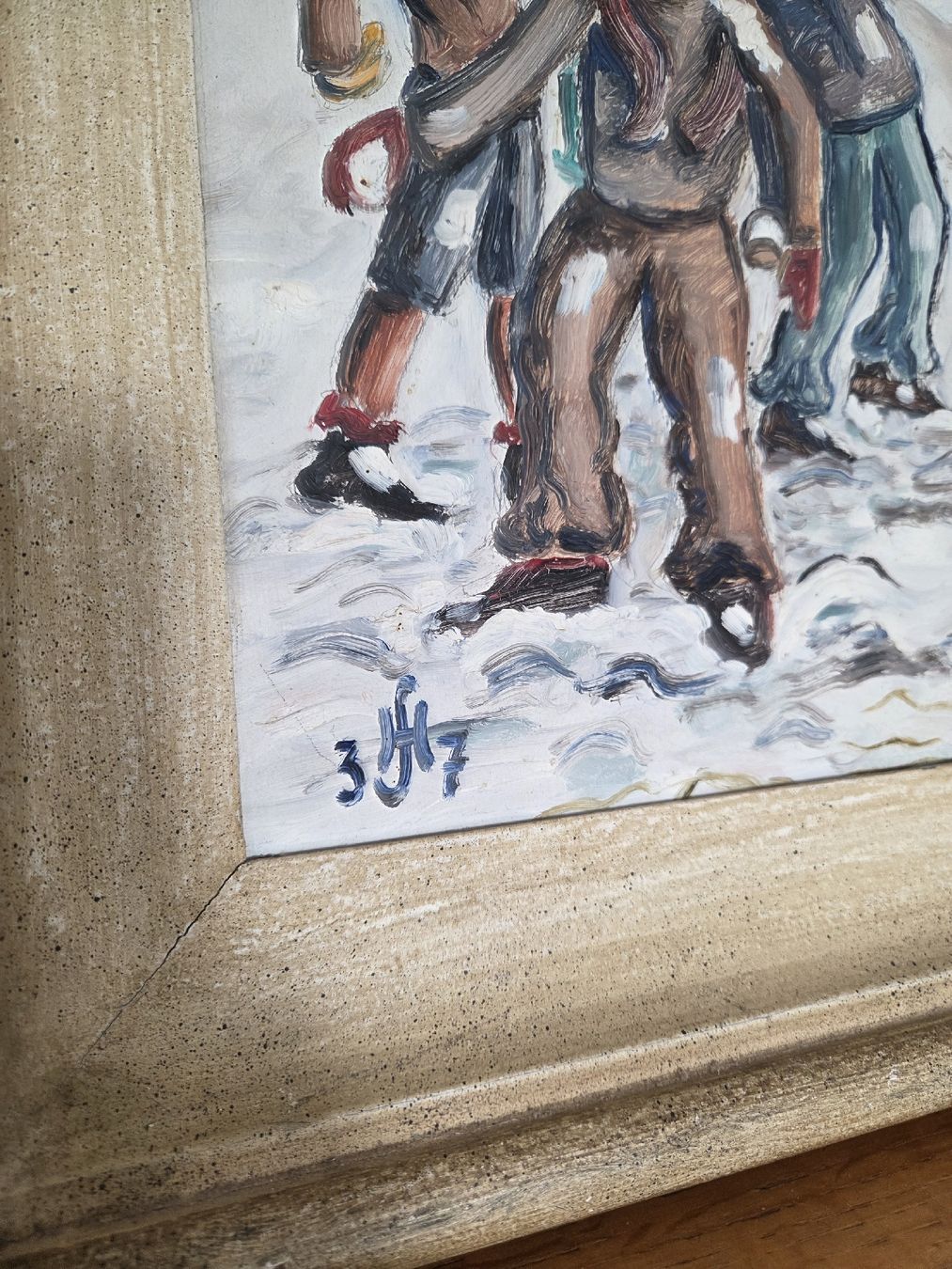 Dipinti: Winterliches Gemälde, Kinder im Schnee, signiert – Usato da Zollikon venduto da trachtenschneider 4