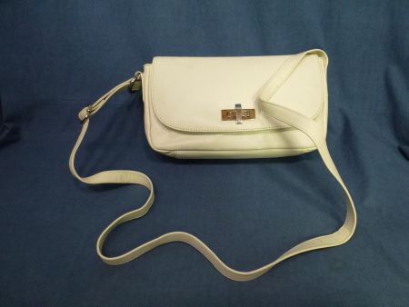 L CREDI LEDER TASCHE IN WEISS LANGER RIEMEN ECHTLEDER