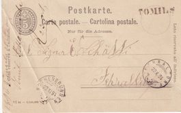 TOMILS  Balkenstempel auf Postkarte 1894 - Rothenbrunnen