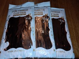 Lot de 3 foil fringe curtains doré rose