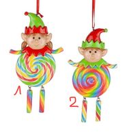 Baumschmuck Zuckerstangen Elf und Elfe je 15cm