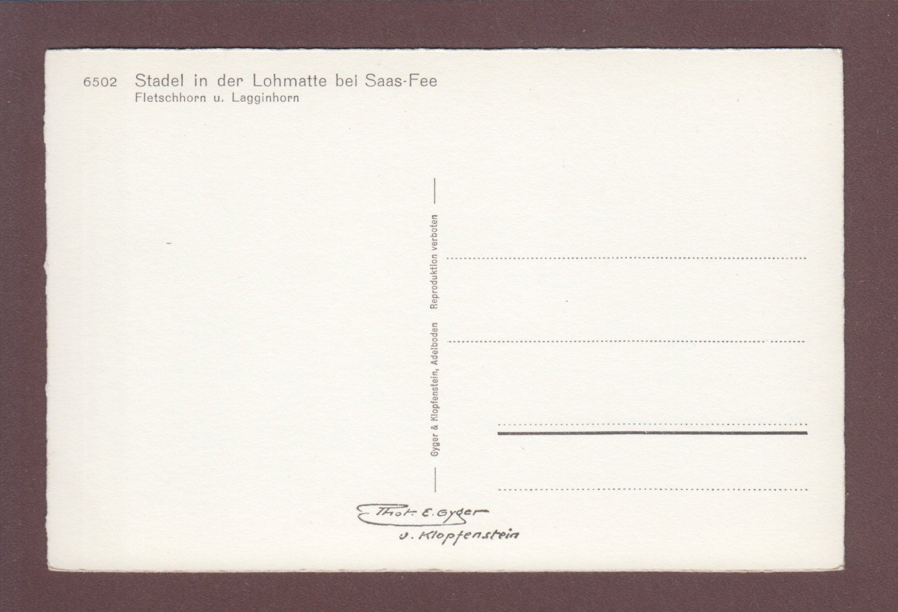 Cartoline postali: STADEL in der Lohmatte bei Saas-Fee – Usato da Pully venduto da nicecards 1