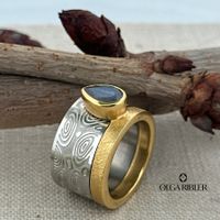 Ring Set 2 Ringe mit Labradorite Grösse 60