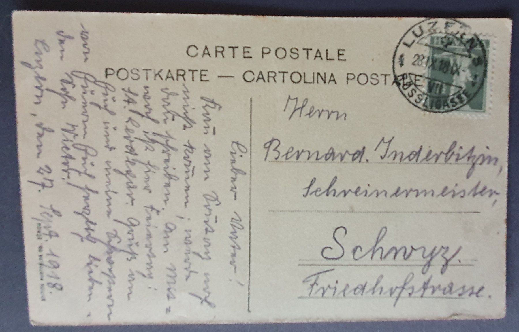 Cartoline postali: Luzern - Gasthaus zu Pfistern 1918 – Usato da Kreuzlingen venduto da Rschweiz1 1