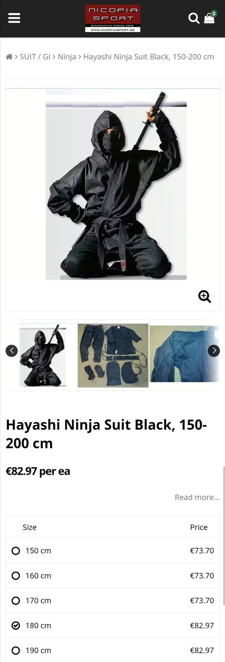 Completi: Hayashi Ninja Suit Black 180cm – Usato da Zug venduto da nic_wlj8 9