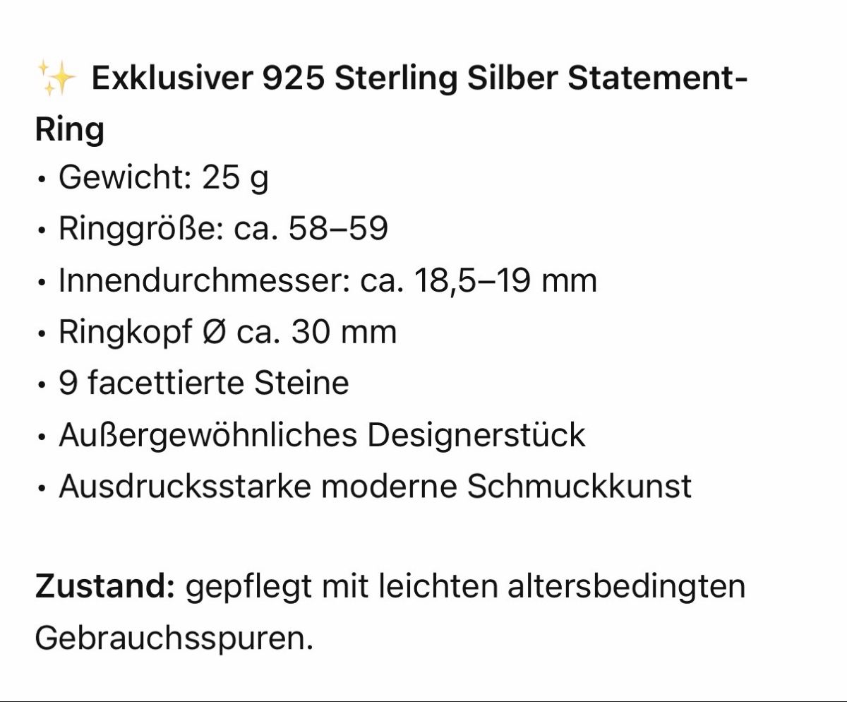Anelli: Exklusiver 925 Sterling Silber Statement-Ring Gr. 58-59 – Usato da Brunnen venduto da 0fi_67dj 2