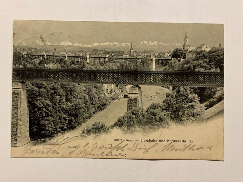 Cartoline postali: Historische Ansichtskarte von Bern mit Eisenbahnbrücke – Usato da Bauma venduto da Baumer71