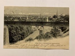 Historische Ansichtskarte von Bern mit Eisenbahnbrücke