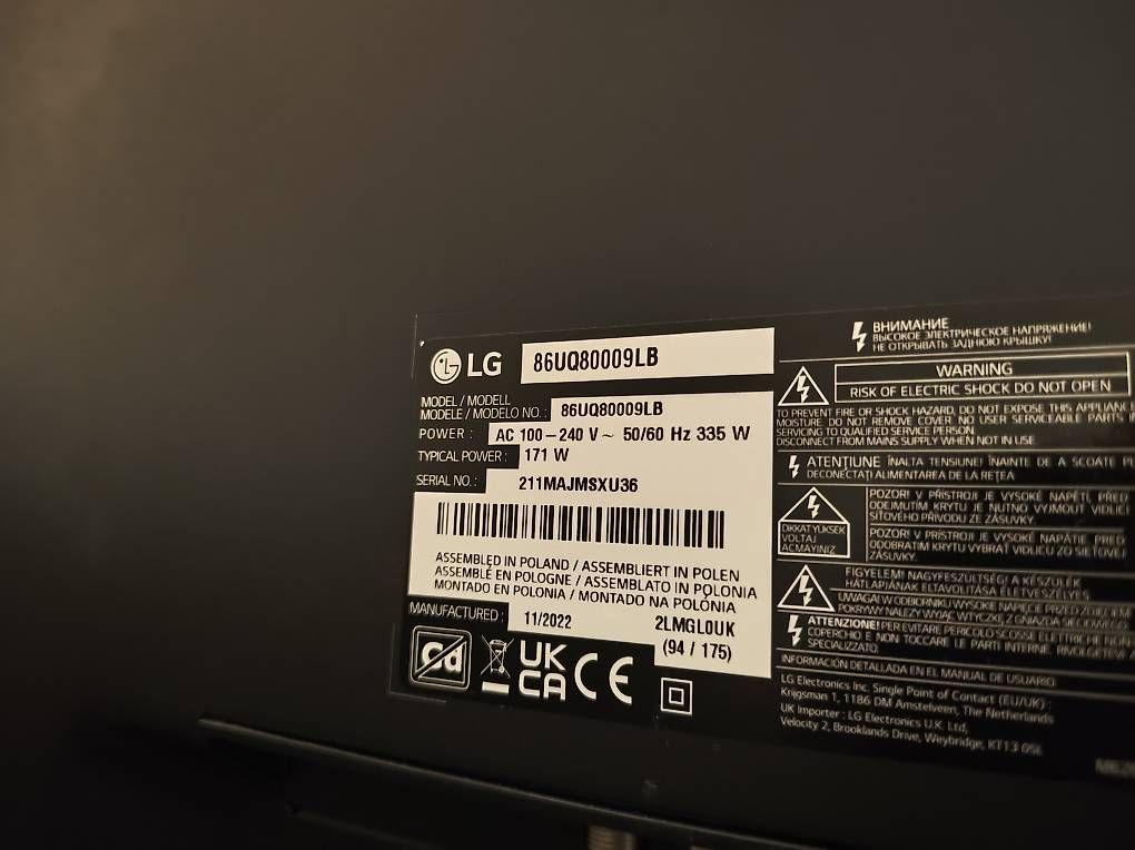 Televisori: LG 86Zoll TV – Usato da Galgenen venduto da tebon77 1
