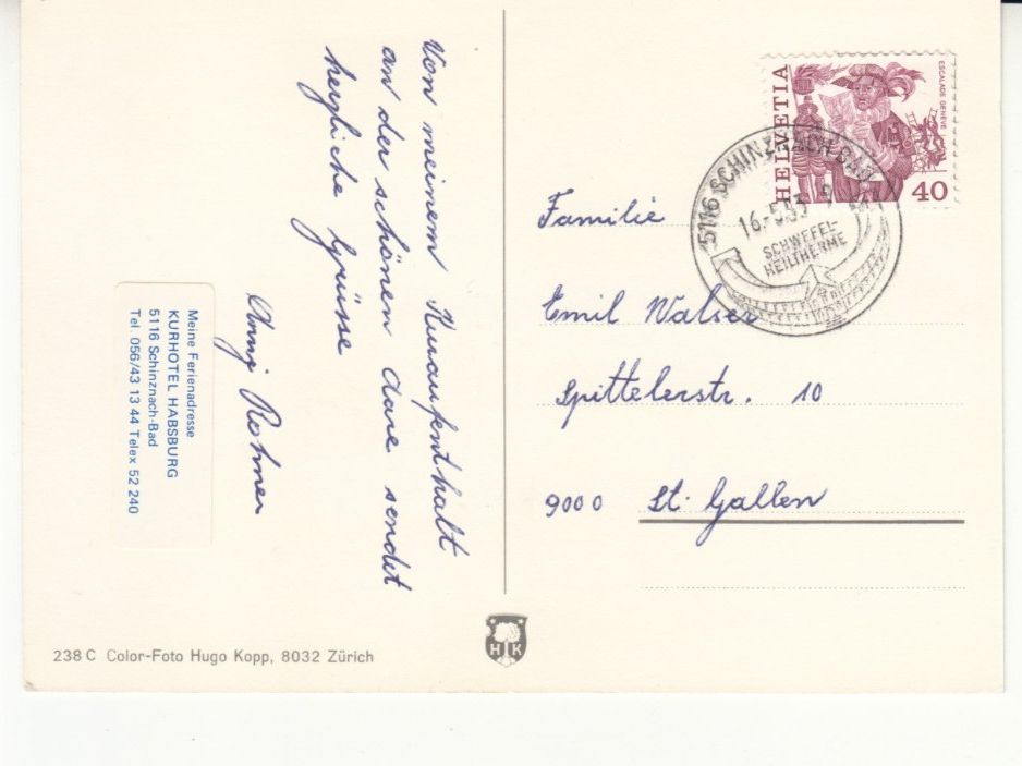 Cartoline postali: Schinznach 1983 – Usato da Bürglen TG venduto da StampGraf 1