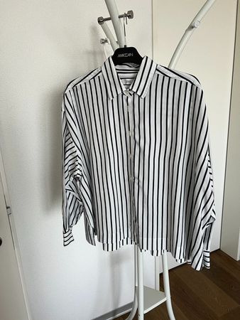 Trendige Bluse mit Streifen, Oversize Look, Grösse 36