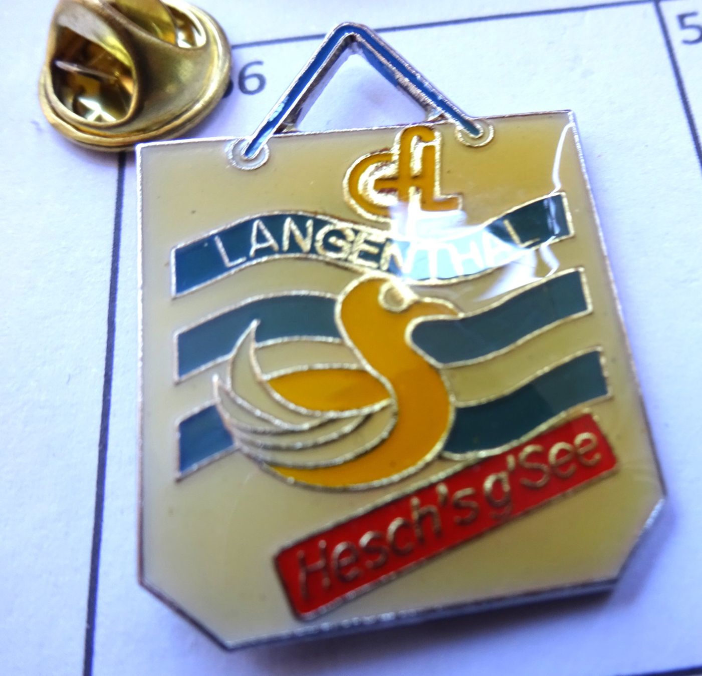 Plaketten & Abzeichen: Pin Langenthal Ente Schwimmen – Gebraucht aus Utzenstorf von BUtter81